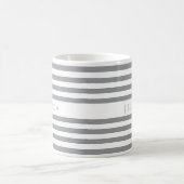 Mug Motif rayures grises minimalistes Nom (Centre)