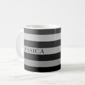 Mug Motif Rayures Grises Modernes Nom (Devant gauche)