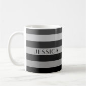 Mug Motif Rayures Grises Modernes Nom (Gauche)