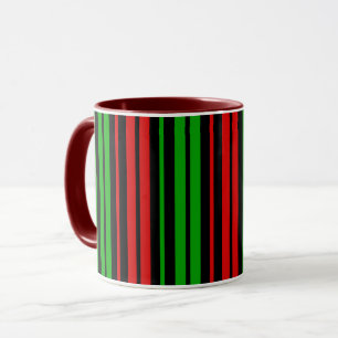 Mug Motif rayures noir rouge vert  