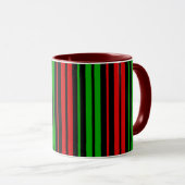 Mug Motif rayures noir rouge vert   (Devant droit)