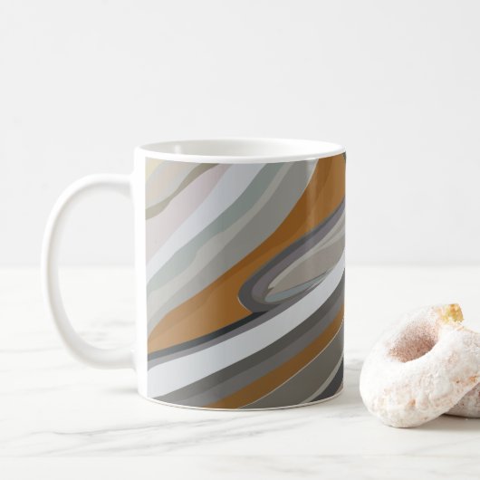 Mug Motif rayures pierre marbre gris or (Avec donut)