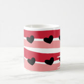 Mug Motif rayures rose rouge Cœurs noirs (Centre)