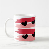 Mug Motif rayures rose rouge Cœurs noirs (Gauche)