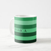Mug Motif Rayures Vertes Modernes Nom (Devant gauche)