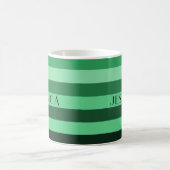 Mug Motif Rayures Vertes Modernes Nom (Centre)