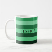 Mug Motif Rayures Vertes Modernes Nom (Gauche)