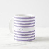 Mug Motif rayures violettes mignon nom (Devant gauche)