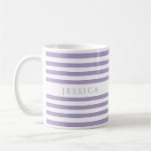 Mug Motif rayures violettes mignon nom (Gauche)