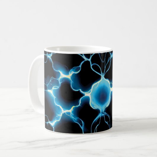 Mug Motif répétitif de synthèse électrique bleue (Devant gauche)