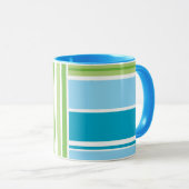 Mug Motif rétro à bande bleue verte de chaux (Devant droit)