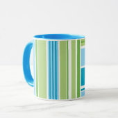 Mug Motif rétro à bande bleue verte de chaux (Devant gauche)