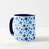 Mug Motif Rétro à Points et Cercles en Bleus (Devant gauche)