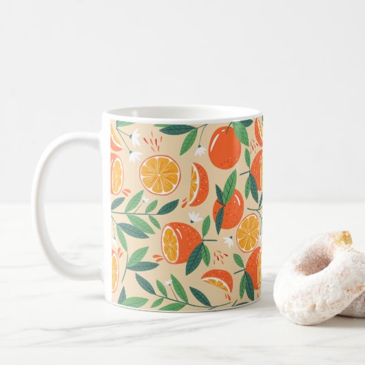 Mug Motif rétro de fruits d'agrumes orange (Avec donut)