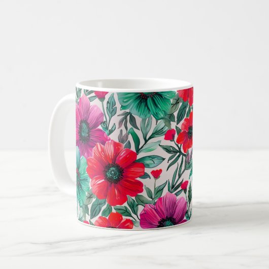 Mug Motif rétro de mode rustique floral (Devant gauche)