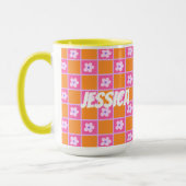 Mug Motif Rétro En Orange Et Violet (Gauche)