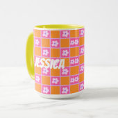 Mug Motif Rétro En Orange Et Violet (Devant gauche)