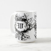 Mug Motif rétro noir et blanc Monogramme W (Devant gauche)