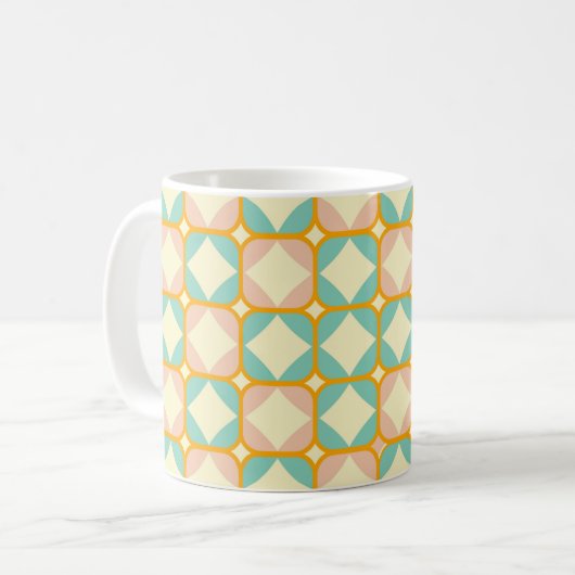 Mug Motif rétro sans couture avec des carrés arrondis (Devant gauche)