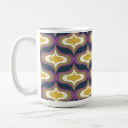 Mug Motif Rétro Vert Navy Jaune Blanc (Gauche)
