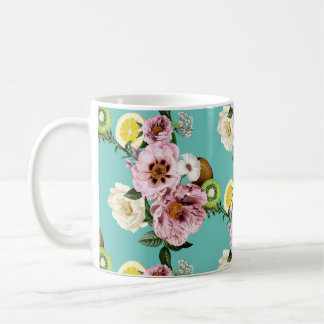Mug Motif romantique de kiwi, citron et pivoine