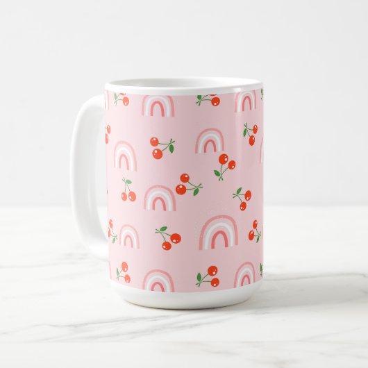Mug Motif rose arc-en-ciel cerise (Devant gauche)