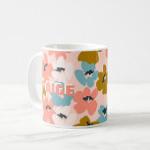 Mug Motif rose bleu monogramme (Devant gauche)