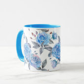 Mug Motif rose bleu pastel (Devant gauche)