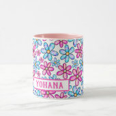Mug Motif Rose & Blue Daisy personnalisé été (Centre)