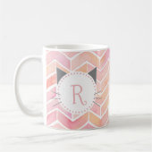 Mug Motif rose Chevron | Monogramme de chat mignon (Gauche)