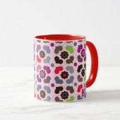Mug motif rose de fleurs et de hiboux (Devant droit)