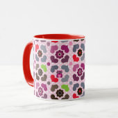 Mug motif rose de fleurs et de hiboux (Devant gauche)