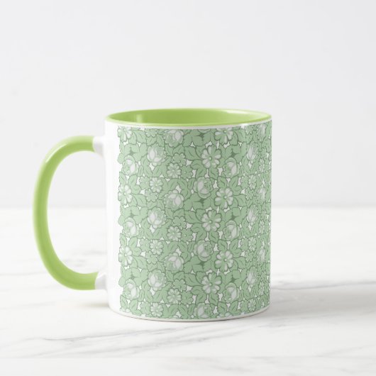 Mug motif rose en vert clair (Gauche)