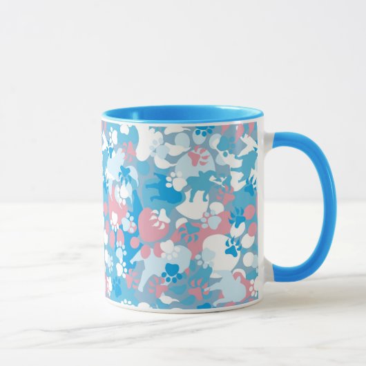 Mug Motif rose et bleu de chien de camouflage (Droite)
