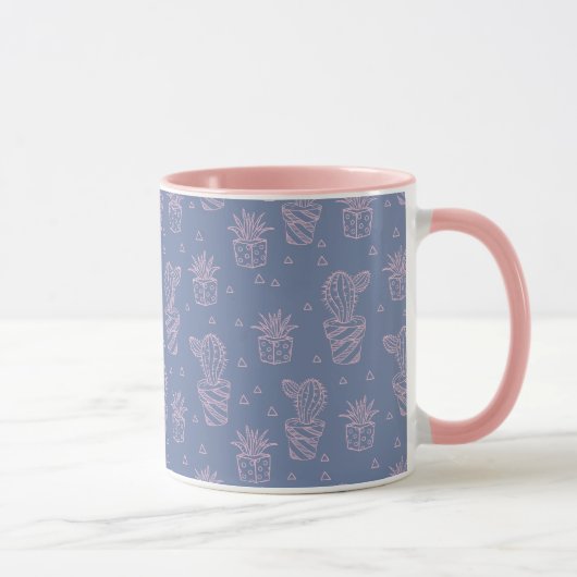 Mug Motif rose et pourpre de cactus de bande dessinée (Droite)