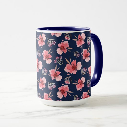 Mug Motif rose foncé d'aquarelle (Devant droit)