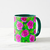 Mug Motif Rose Fuchsia Pink (Devant droit)
