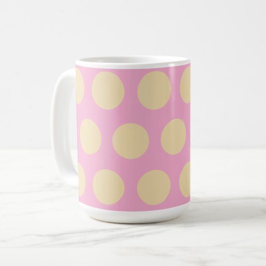 Mug Motif Rose & Jaune à Points Rétro  (Devant gauche)