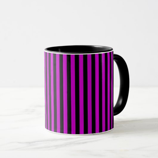 Mug Motif rose noir rayures (Devant droit)