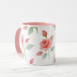Mug Motif rose rose, couleur douce,