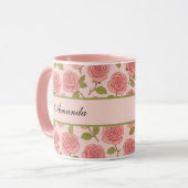 Mug Motif rose vintage avec nom (Devant gauche)