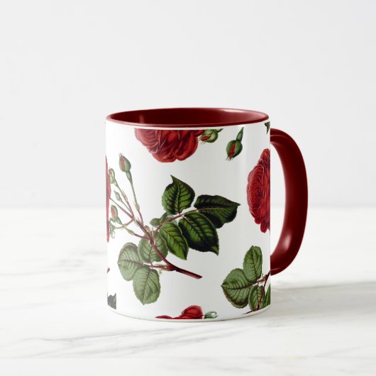 Mug Motif Roses Rouges (Devant droit)