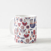Mug Motif rouge et bleu d'art populaire nordique (Devant gauche)