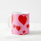 Mug Motif rouge et rose de Saint-Valentin de coeurs (Devant gauche)