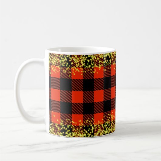 Mug Motif rouge texture plaid (Gauche)