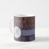 Mug Motif Royal Blue Feather avec Monogram (Devant gauche)
