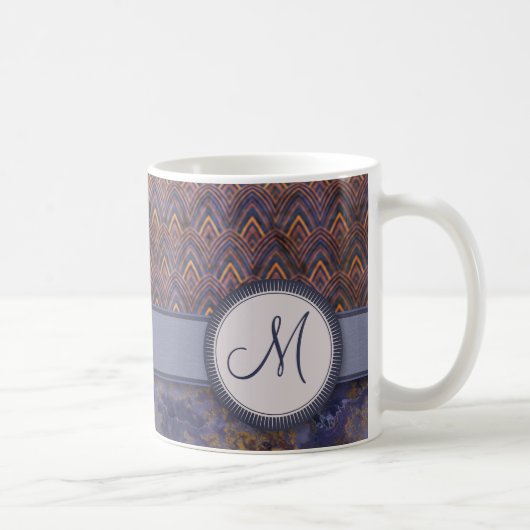 Mug Motif Royal Blue Feather avec Monogram (Droite)