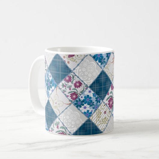 Mug Motif rustique à la mode bleu de chutes de tissu (Devant gauche)