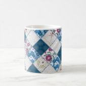 Mug Motif rustique à la mode bleu de chutes de tissu (Centre)