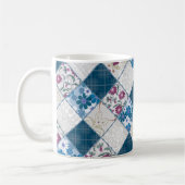 Mug Motif rustique à la mode bleu de chutes de tissu (Gauche)